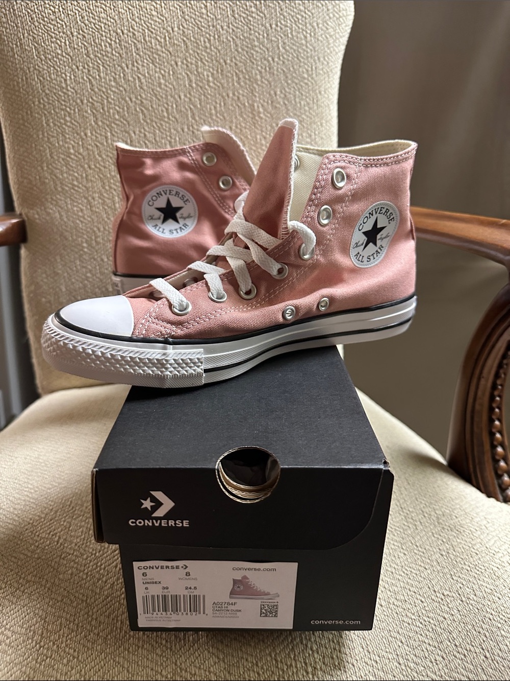 Converse High Top Sneakers - Blush Pink & White